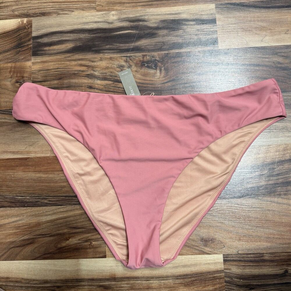 J. Crew Curved Waist Cheeky Bikini Bottom Rose Size 2X Cruisewear Vacation NWT